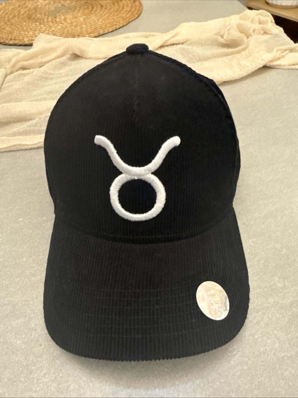 Black Taurus Embroidered Corduroy Baseball Cap
